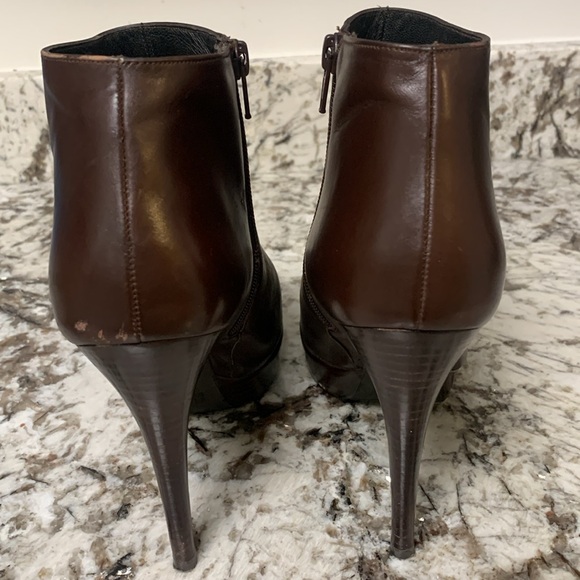 Stuart Weiztman Brown “Gran” Leather Ankle Booties - Picture 8 of 16